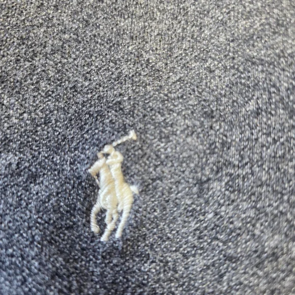 Polo Ralph Lauren Custom Fit L Gray Long Sleeve polo Shirt Heathered Preppy - Picture 3 of 6